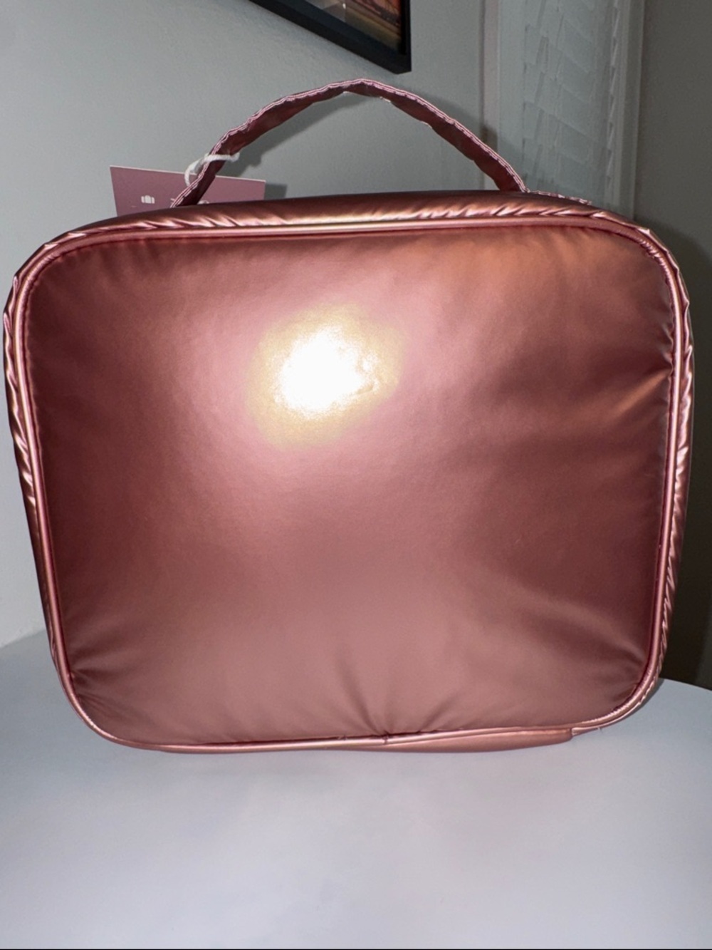 My Tagalongs Mine. Shimmering Rose Gold Puffer Cosmetic Makeup Case - Picture 2 of 4